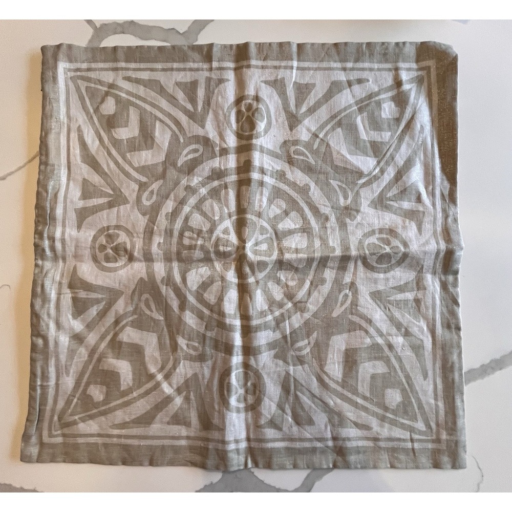NEW Serena‎ & Lily Medallion Pillow Cover 20"x20" Beige Linen Metallic